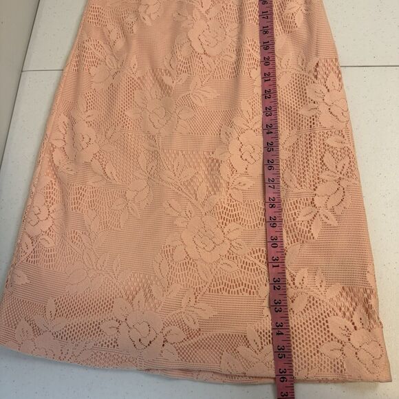 Karl Lagerfeld Size 4 Women's Peach Pink Sleeveless Lace Shift Dress Floral NWT - Picture 11 of 11